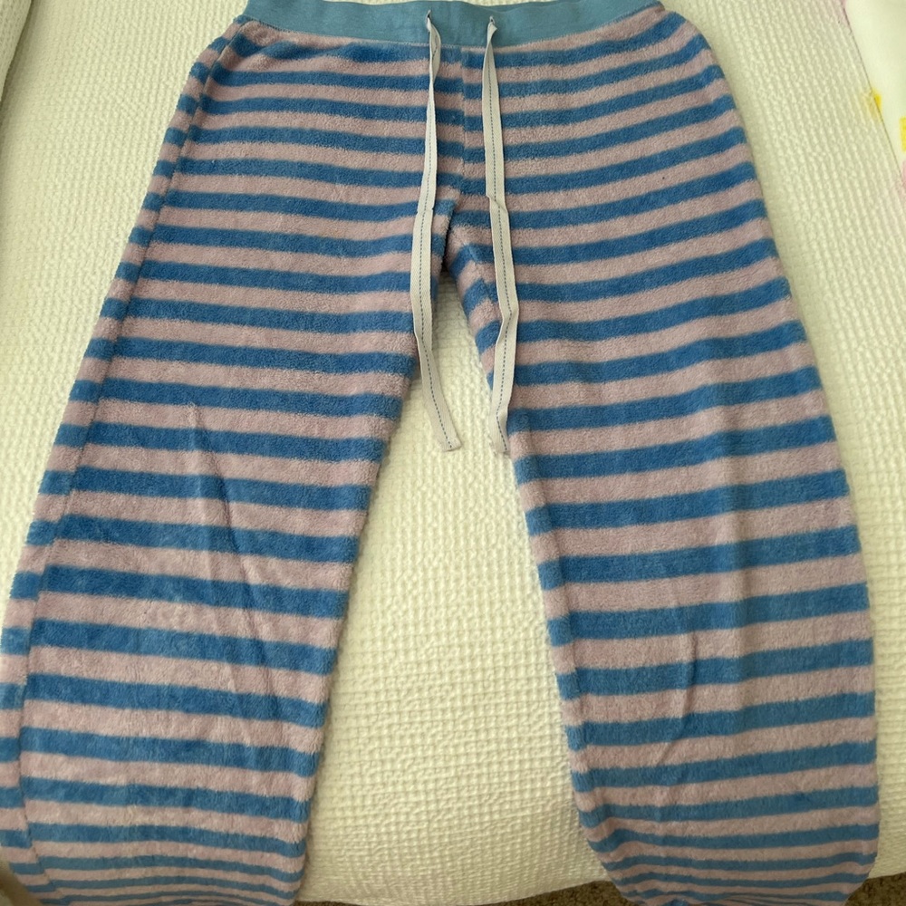 Blue and pink warm fuzzy pajamas pants worn size S